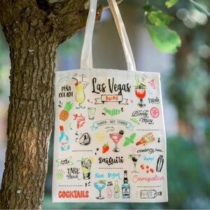 Cotton Canvas Tote Bag Las Vegas Cocktails